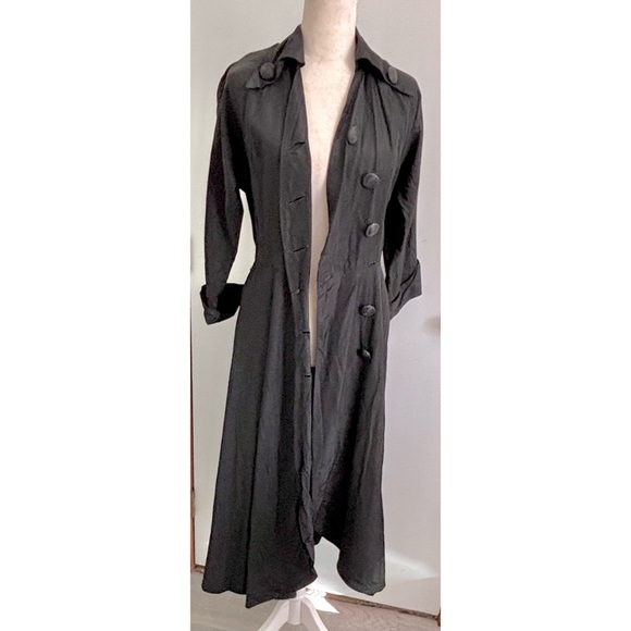 Vintage 1950's housewife dress fit & flare black button down front Small - Picture 5 of 13